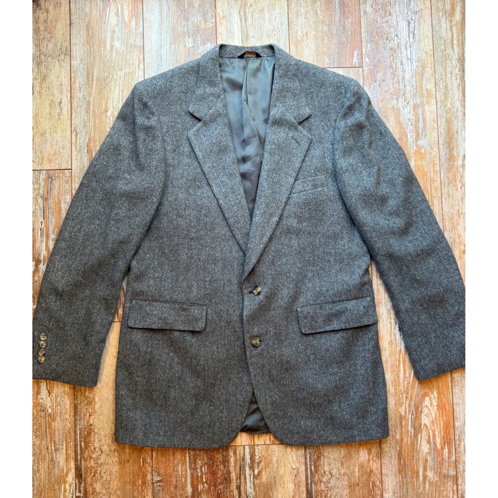 Robinson's Mens Gray 100% Camel Hair Herringbone Blazer Sport Coat Made in USA
